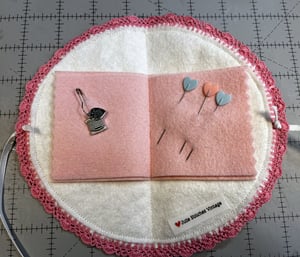 Image of Pink Floral Embroidered Needle Book I