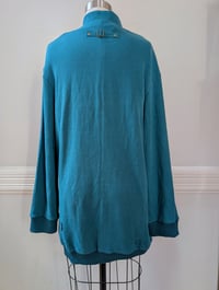 Image 2 of OZZON: Oversized Eye Embroidery Cardigan (Teal)