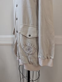 Image 2 of OZZON: Oversized Eye Embroidery Cardigan (Tan)