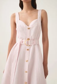 Image 2 of AJE Clay Belted Midi Dress Pastel Pink Size 12 | Women’s Designer Elegant Midi Dress