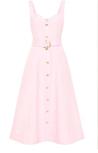 Image 3 of AJE Clay Belted Midi Dress Pastel Pink Size 12 | Women’s Designer Elegant Midi Dress