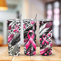 💖 Fierce & Feathered: Breast Cancer Awareness 20oz Tumbler