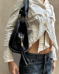 Image 7 of BLACK LEATHER PLEAT BAG