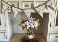 Image 2 of #27 Rustic Christmas Bunting Silver and White - 10 Flags