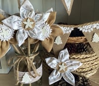 #28 Christmas Flowers - White & Silver stars and sparkles