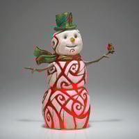 Image 3 of Edge Sculpture "Snowman Illumination in Red" Rare Limited Edition!