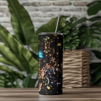 Image 2 of " Black Queen with headwrap and Bamboo earrings" 20 oz Tumbler