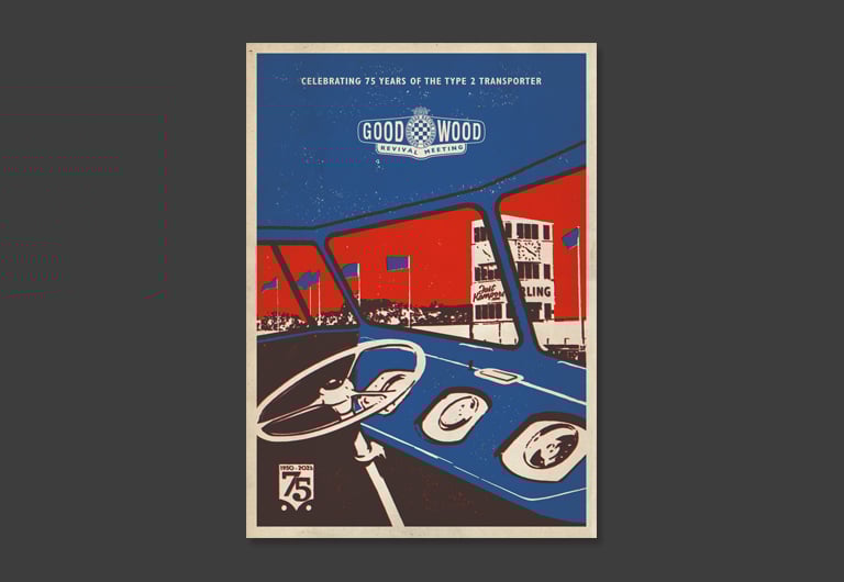 Image of Goodwood Revival - 75 years of the Type 2 Transporter A1 poster - Limited Edition