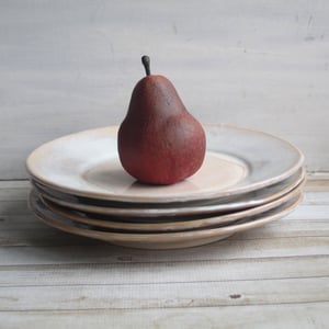 Image of Handcrafted Rustic White Dinner Plates Pottery Dinnerware Set of Four Made in USA