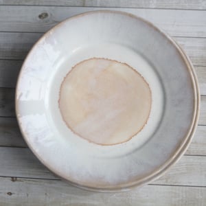 Image of Handcrafted Rustic White Dinner Plates Pottery Dinnerware Set of Four Made in USA