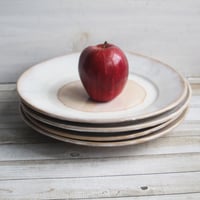 Image 7 of Handcrafted Rustic White Dinner Plates Pottery Dinnerware Set of Four Made in USA