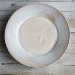 Image of Handcrafted Rustic White Dinner Plates Pottery Dinnerware Set of Four Made in USA