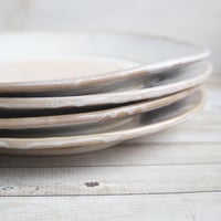 Image 8 of Handcrafted Rustic White Dinner Plates Pottery Dinnerware Set of Four Made in USA