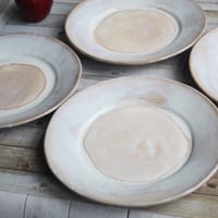 Image 9 of Handcrafted Rustic White Dinner Plates Pottery Dinnerware Set of Four Made in USA