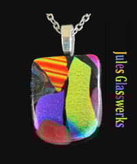 Image 1 of Hand Crafted Dichroic Fused Glass Pendant Necklace W/ Chain #1697