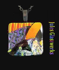 Image 1 of Hand Crafted Dichroic Fused Glass Pendant Necklace W/ Chain #1707