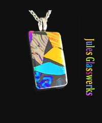 Image 1 of Hand Crafted Dichroic Fused Glass Pendant Necklace W/ Chain #1228