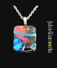 Image 1 of Hand Crafted Dichroic Fused Glass Pendant Necklace W/ Chain #1249