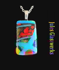 Image 1 of Hand Crafted Dichroic Fused Glass Pendant Necklace W/ Chain #1162