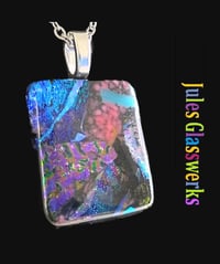 Image 1 of Hand Crafted Dichroic Fused Glass Pendant Necklace W/ Chain #1687