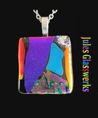Image 1 of Hand Crafted Dichroic Fused Glass Pendant Necklace W/ Chain #1147