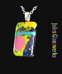 Image 1 of Hand Crafted Dichroic Fused Glass Pendant Necklace W/ Chain #1700
