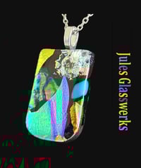 Image 1 of Hand Crafted Dichroic Fused Glass Pendant Necklace W/ Chain #1175