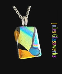 Image 1 of Hand Crafted Dichroic Fused Glass Pendant Necklace W/ Chain #1312