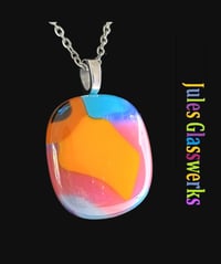 Image 1 of Hand Crafted Dichroic Fused Glass Pendant Necklace W/ Chain #1141