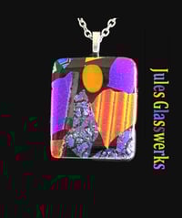 Image 1 of Hand Crafted Dichroic Fused Glass Pendant Necklace W/ Chain #1151