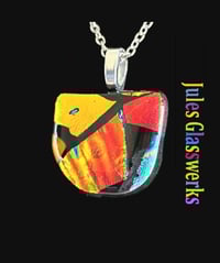 Image 1 of Hand Crafted Dichroic Fused Glass Pendant Necklace W/ Chain #1714