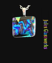 Image 1 of Hand Crafted Dichroic Fused Glass Pendant Necklace W/ Chain #1701