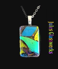 Image 1 of Hand Crafted Dichroic Fused Glass Pendant Necklace W/ Chain #1214