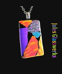 Image 1 of Hand Crafted Dichroic Fused Glass Pendant Necklace W/ Chain #1698