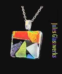 Image 1 of Hand Crafted Dichroic Fused Glass Pendant Necklace W/ Chain #1703