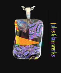 Image 1 of Hand Crafted Dichroic Fused Glass Pendant Necklace W/ Chain #1702