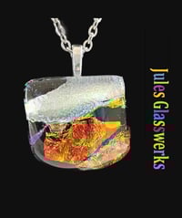 Image 1 of Hand Crafted Dichroic Fused Glass Pendant Necklace W/ Chain #1526