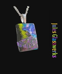 Image 1 of Hand Crafted Dichroic Fused Glass Pendant Necklace W/ Chain #1673