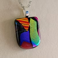 Image 2 of Hand Crafted Dichroic Fused Glass Pendant Necklace W/ Chain #1697