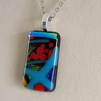 Image 2 of Hand Crafted Dichroic Fused Glass Pendant Necklace W/ Chain #1162