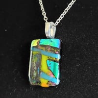 Image 2 of Hand Crafted Dichroic Fused Glass Pendant Necklace W/ Chain #1704
