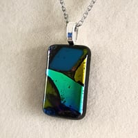 Image 2 of Hand Crafted Dichroic Fused Glass Pendant Necklace W/ Chain #1214