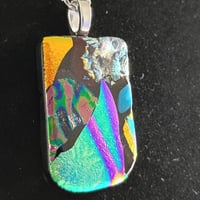 Image 2 of Hand Crafted Dichroic Fused Glass Pendant Necklace W/ Chain #1175