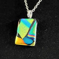Image 2 of Hand Crafted Dichroic Fused Glass Pendant Necklace W/ Chain #1312