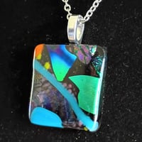 Image 2 of Hand Crafted Dichroic Fused Glass Pendant Necklace W/ Chain #1699