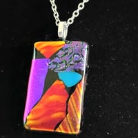 Image 2 of Hand Crafted Dichroic Fused Glass Pendant Necklace W/ Chain #1698