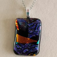 Image 2 of Hand Crafted Dichroic Fused Glass Pendant Necklace W/ Chain #1702