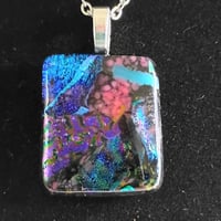 Image 2 of Hand Crafted Dichroic Fused Glass Pendant Necklace W/ Chain #1687