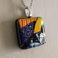 Image 2 of Hand Crafted Dichroic Fused Glass Pendant Necklace W/ Chain #1707