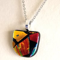 Image 2 of Hand Crafted Dichroic Fused Glass Pendant Necklace W/ Chain #1714